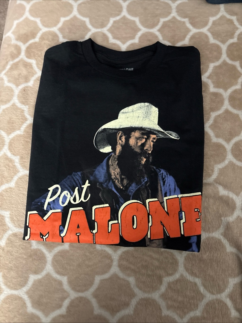 Post Malone Graphic Short Sleeve Tee - Black with Orange Print